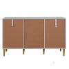 Accent Cabinet with 3 Carved door, Freestanding Sideboard Cabinet, Modern Credenza Storage Cabinet for Living Room, Entryway, Kitchen, Dining Room, Gr