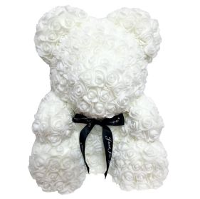 Rose Bear Eternal Rose Bear Creative Ornaments (Option: White-40cm-No gift box)