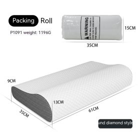 Memory Foam Pillow Slow Rebound Deep Sleep (Option: White Gray Round Diamond Style-61x35x13CM)