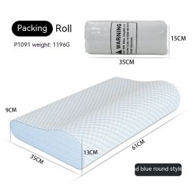Memory Foam Pillow Slow Rebound Deep Sleep (Option: White Blue Circular Section-61x35x13CM)