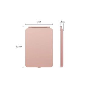 LED Touch Makeup Mirror With Light Flip Portable Folding (Option: Pink-Regular)