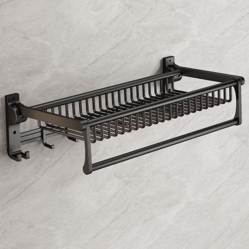 Towel Rack for Bathroom Towel Storage Wall Mounted Foldable Towel Shelf with Towel Bar Hooks No Assembly Required 24-Inch Towel Rack for Bathroom Towel Storage Wall Mounted Foldable Towel Shelf with Towel Bar Hooks No Assembly Required 24-Inch