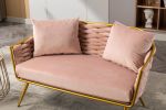 Velvet Accent Chair Modern Upholstered Armsofa Tufted Sofa with Metal Frame, Single Leisure sofa for Living Room Bedroom Office Balcony