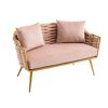 Velvet Accent Chair Modern Upholstered Armsofa Tufted Sofa with Metal Frame, Single Leisure sofa for Living Room Bedroom Office Balcony