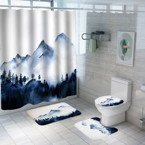Digital Printing Polyester Bathroom Supplies Chinese Landscape Painting
