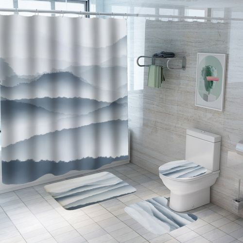 Digital Printing Polyester Bathroom Supplies Chinese Landscape Painting