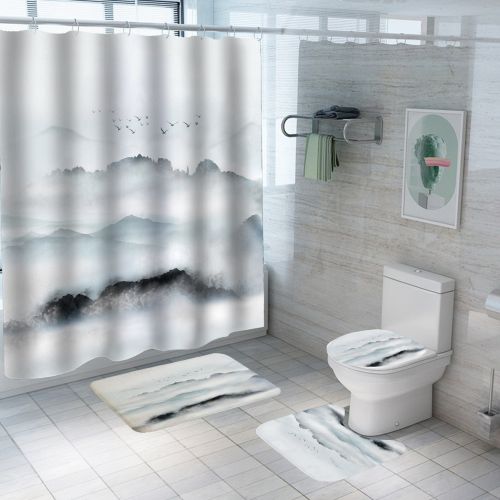 Digital Printing Polyester Bathroom Supplies Chinese Landscape Painting
